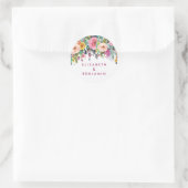Elegant Floral Spring Summer Wedding Name Ronde Sticker (Tas)