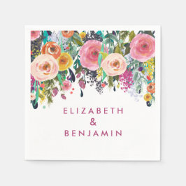 Elegant Floral Spring Summer Wedding Name Servetten