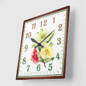 Elegant Floral Square Acrylic Wall Clock Vierkante Klok (Hoek)