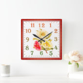 Elegant Floral Square Acrylic Wall Clock Vierkante Klok (Huis)