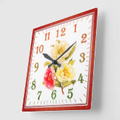 Elegant Floral Square Acrylic Wall Clock Vierkante Klok (Hoek)