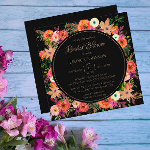 Elegant Floral Square Bridal Shower Uitnodiging