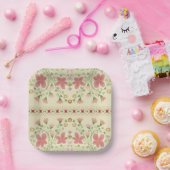 Elegant Floral Square Papieren Bordje (Feest)