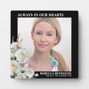 Elegant Floral Square Photo Memorial Fotoplaat