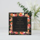 Elegant Floral Square Wedding Invitation Kaart (Staand voorkant)