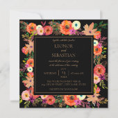 Elegant Floral Square Wedding Invitation Kaart (Voorkant)