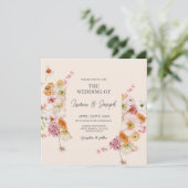 Elegant Floral Square Wedding-uitnodiging Kaart (Staand voorkant)