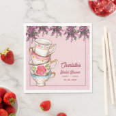 Elegant Floral Stacked Teacups Bridal Shower Party Servet (Insitu)