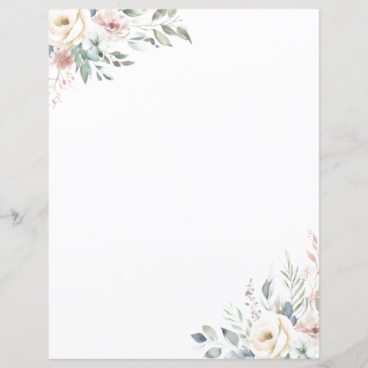Elegant Floral Stationery Paper (Achterkant)