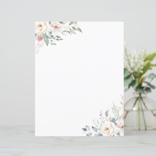 Elegant Floral Stationery Paper (Staand voorkant)