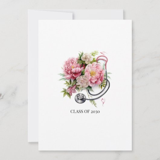 Elegant Floral Stethoscope Nurse Graduation  Kaart (Achterkant)
