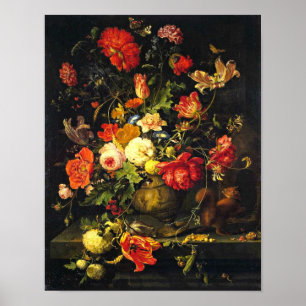 Elegant  Floral still LIfe; Abraham Mignon Poster