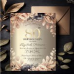 Elegant Floral, String Lights 80th Birthday Kaart<br><div class="desc">Een moderne,  chic en glamoureus uitnodiging met elegante snaarlichten en bloemen.</div>