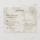 Elegant Floral String Lights Linen Wedding RSVP Uitnodiging Briefkaart (Achterkant)