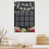 Elegant Floral String Lights Wedding Seding Chart Poster (Keuken)