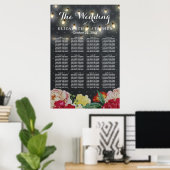 Elegant Floral String Lights Wedding Seding Chart Poster (Thuiskantoor)