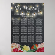 Elegant Floral String Lights Wedding Seding Chart