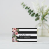 Elegant Floral Stripe Visitekaartje (Staand voorkant)