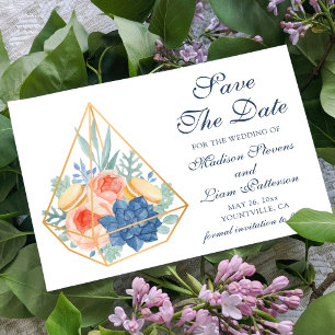 Elegant  Floral Succulent Macaron Save The Date