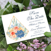 Elegant  Floral Succulent Macaron Save The Date