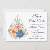 Elegant  Floral Succulent Macaron Save The Date (Voorkant)