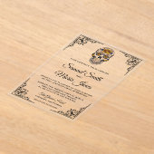 Elegant Floral Sugar Skull Wedding Acryl Uitnodigingen (Laagn)
