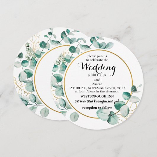 Elegant floral suitnodiging kaart (Voorkant / Achterkant)