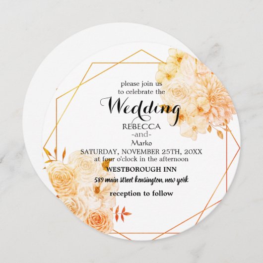 Elegant floral suitnodiging kaart (Voorkant / Achterkant)