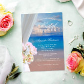 Elegant Floral Summer Ocean Beach Vrijgezellenfees Kaart