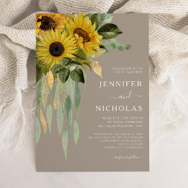 Elegant Floral Sunflower Eucalyptus Weddenschap Kaart