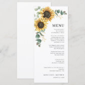 Elegant Floral Sunflower Eucalyptus Wedding Menu (Voorkant / Achterkant)