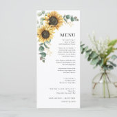 Elegant Floral Sunflower Eucalyptus Wedding Menu (Staand voorkant)