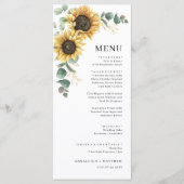 Elegant Floral Sunflower Eucalyptus Wedding Menu (Voorkant)