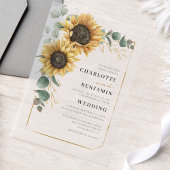 Elegant Floral Sunflower Eucalyptus Wedding Vellum Uitnodigingen