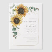 Elegant Floral Sunflower Eucalyptus Wedding Vellum Uitnodigingen (Voorkant)