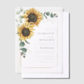 Elegant Floral Sunflower Eucalyptus Wedding Vellum Uitnodigingen (Offset)