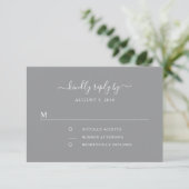 Elegant Floral Sunflower Gray Wedding RSVP Kaartje (Staand voorkant)