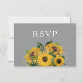 Elegant Floral Sunflower Gray Wedding RSVP Kaartje (Achterkant)