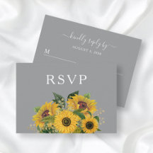 Elegant Floral Sunflower Gray Wedding
