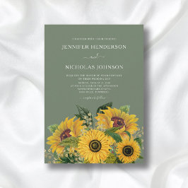 Elegant Floral Sunflower Green Kaart