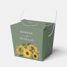 Elegant Floral Sunflower Green Wedding Bedankdoosjes
