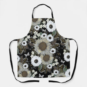 Elegant Floral Sunflower Pattern Apron Schort