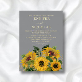 Elegant Floral Sunflower Weddenschap Gold Folie Uitnodiging