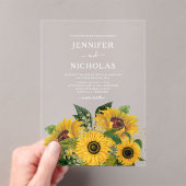 Elegant Floral Sunflower Wedding Acryl Uitnodigingen (Insitu (Draagbaar))