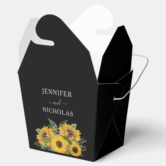 Elegant Floral Sunflower Wedding Bedankdoosjes (Geopend)