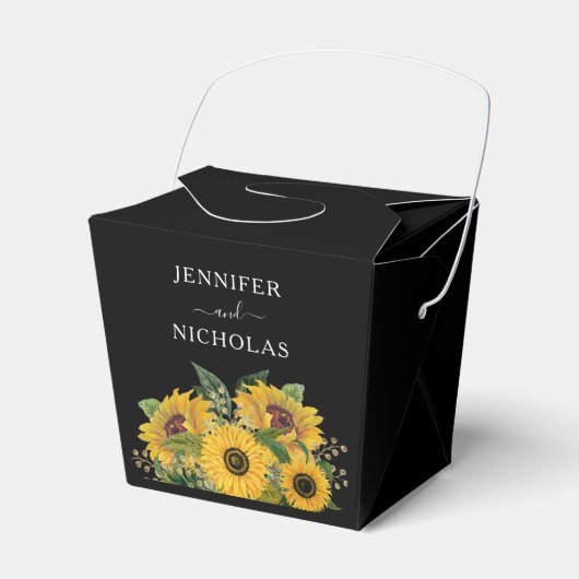 Elegant Floral Sunflower Wedding Bedankdoosjes (Voorkant Zijde)