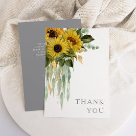 Elegant Floral Sunflower Wedding Bedankkaart