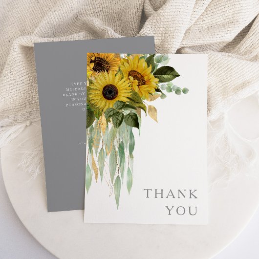 Elegant Floral Sunflower Wedding Bedankkaart