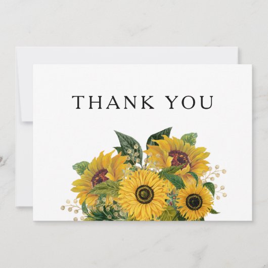 Elegant Floral Sunflower Wedding Bedankkaart (Voorkant)