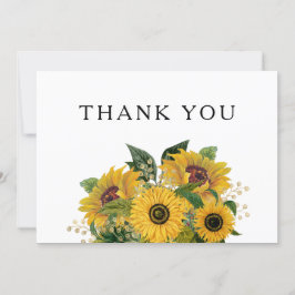 Elegant Floral Sunflower Wedding Bedankkaart